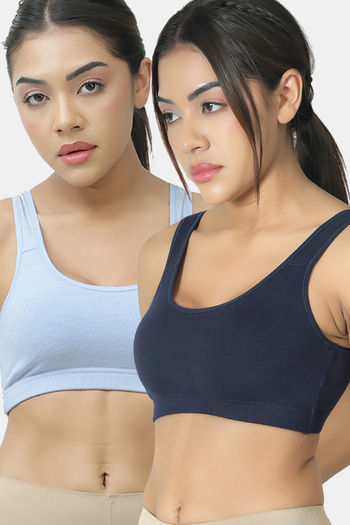 Buy Lady Lyka Soft Strechable Sports Bra (Pack of 2) - Multicolor